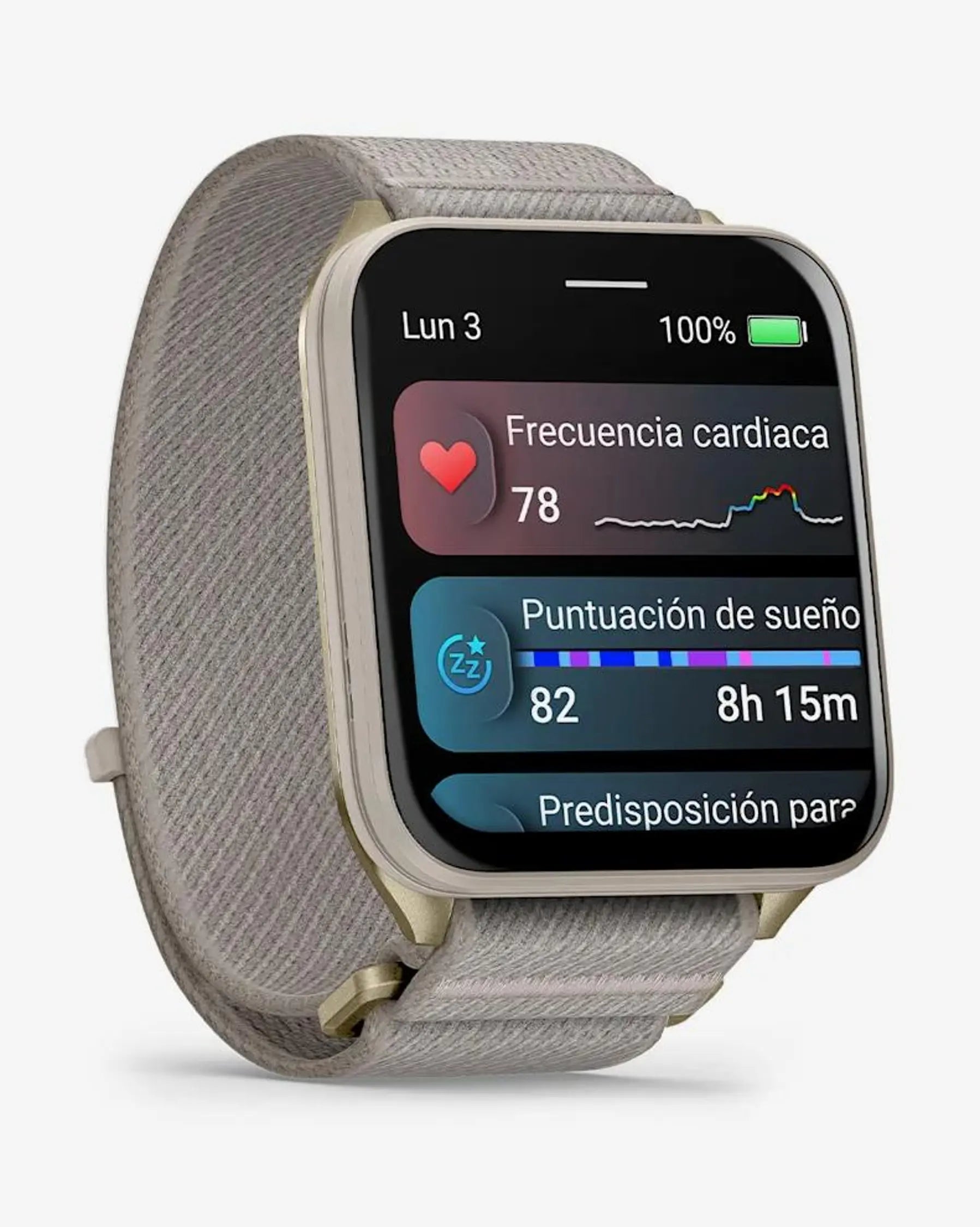Garmin Venu X1 dorado correa gris