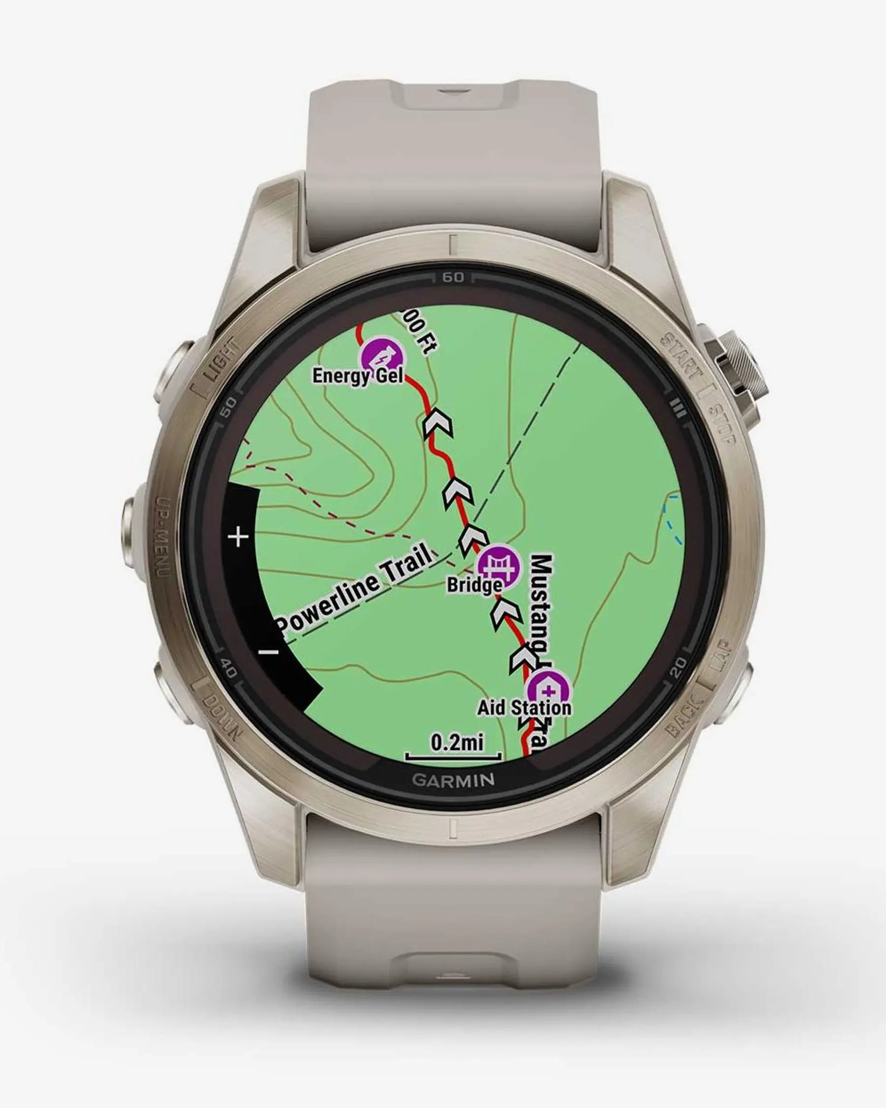 Garmin Fenix 7S Pro Zafiro Solar oro correa beige