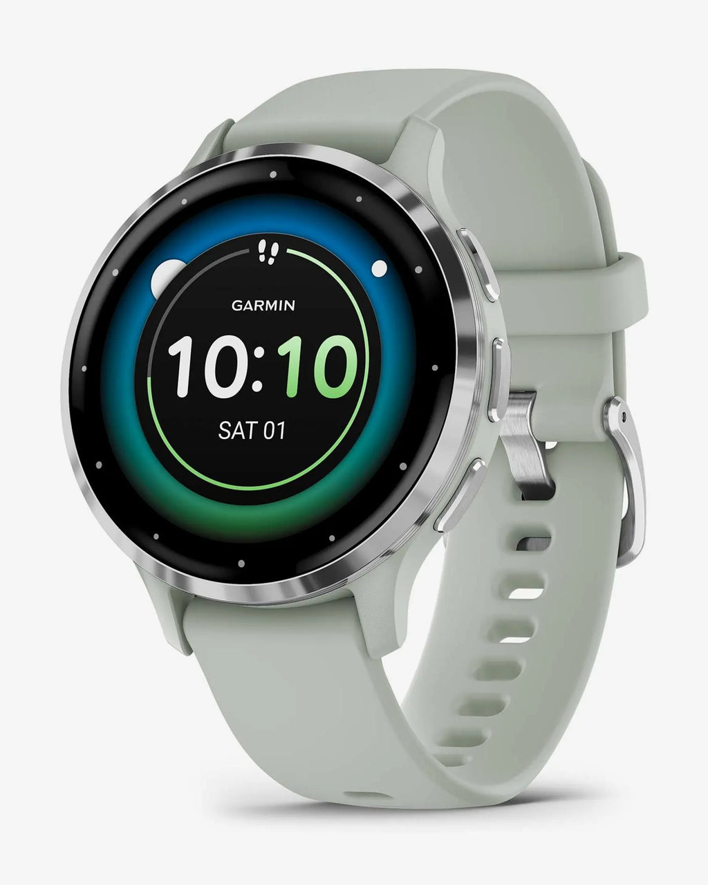Garmin Venu 3S plata correa silicona verde pálido