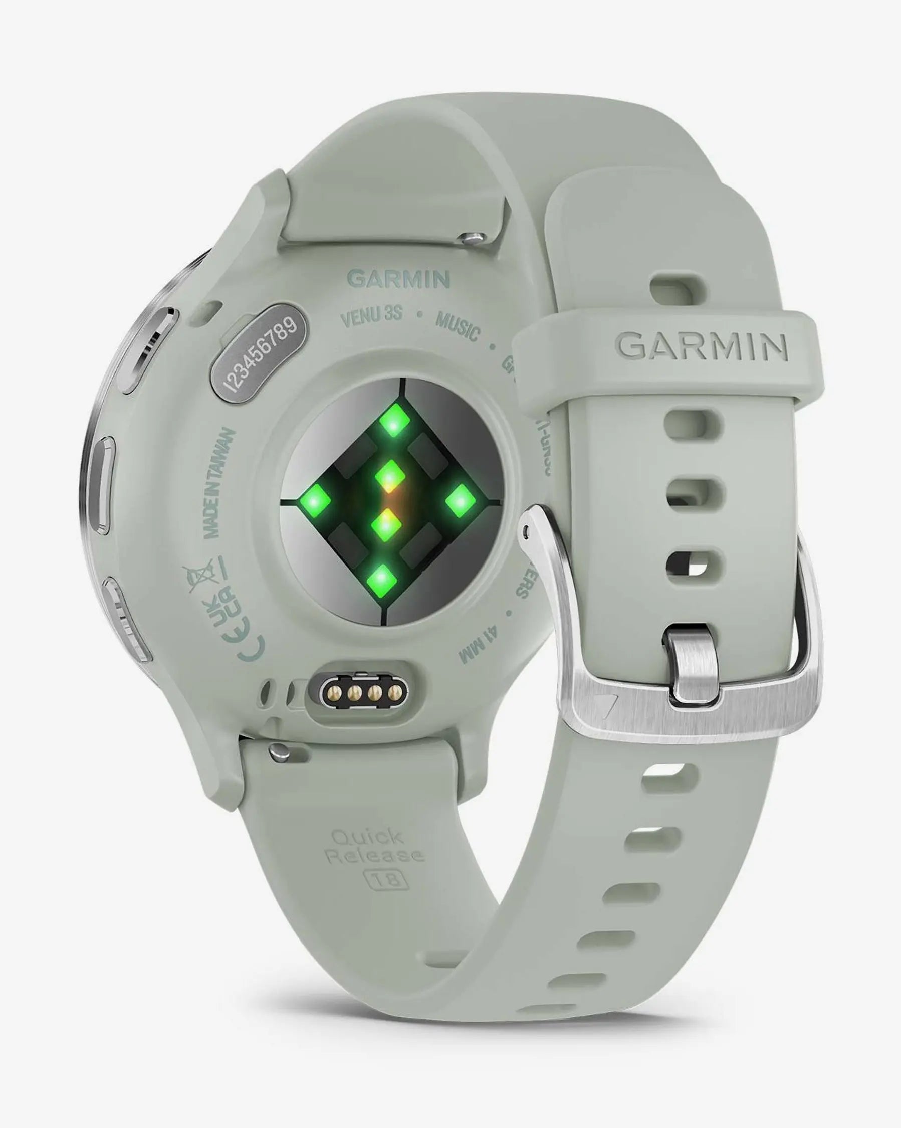 Garmin Venu 3S plata correa silicona verde pálido