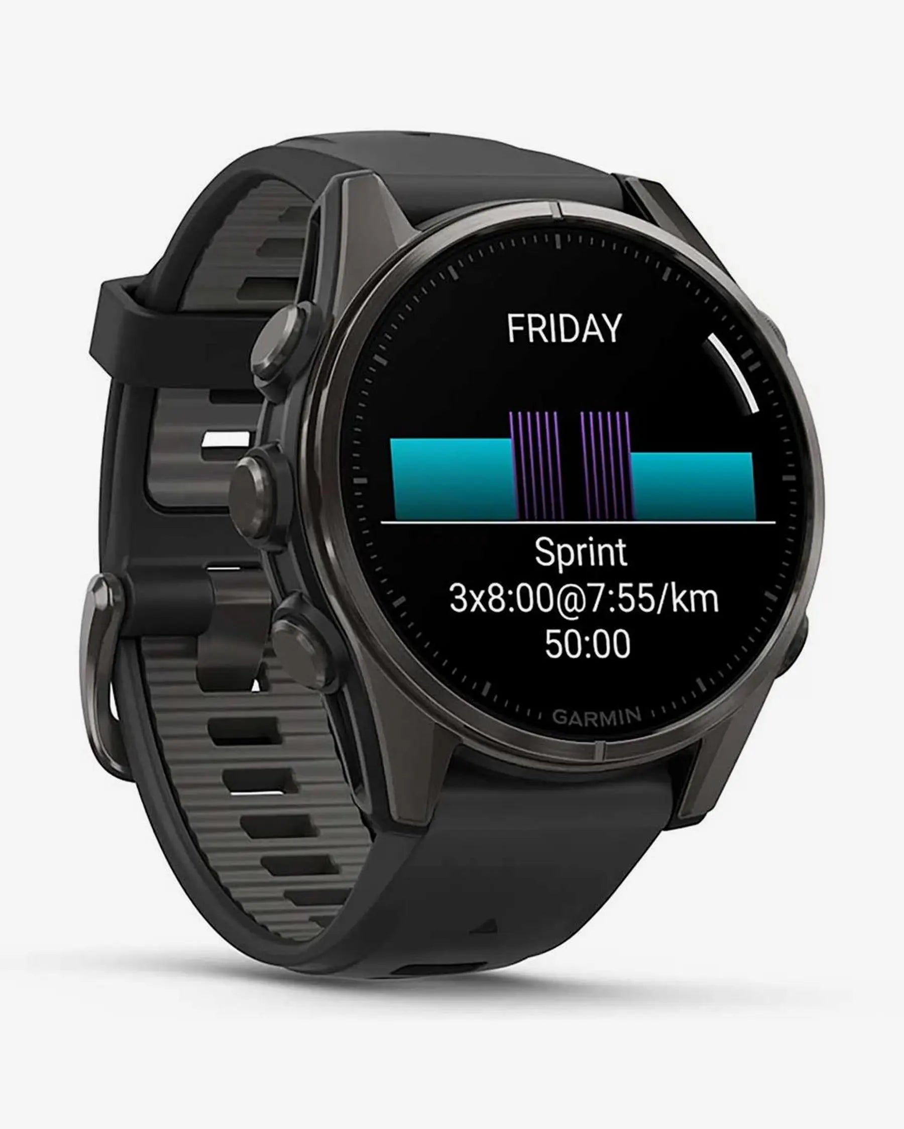 Garmin Fenix 8 AMOLED Zafiro 43 mm Titanio gris carbón correa negro