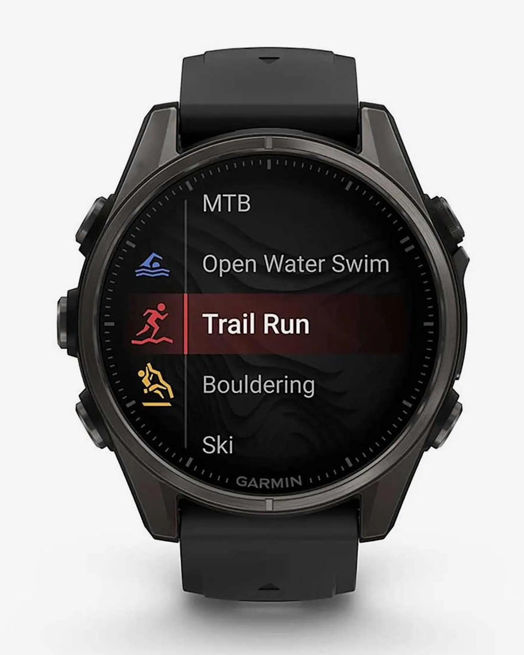 Garmin Fenix 8 AMOLED Zafiro 43 mm Titanio gris carbón correa negro