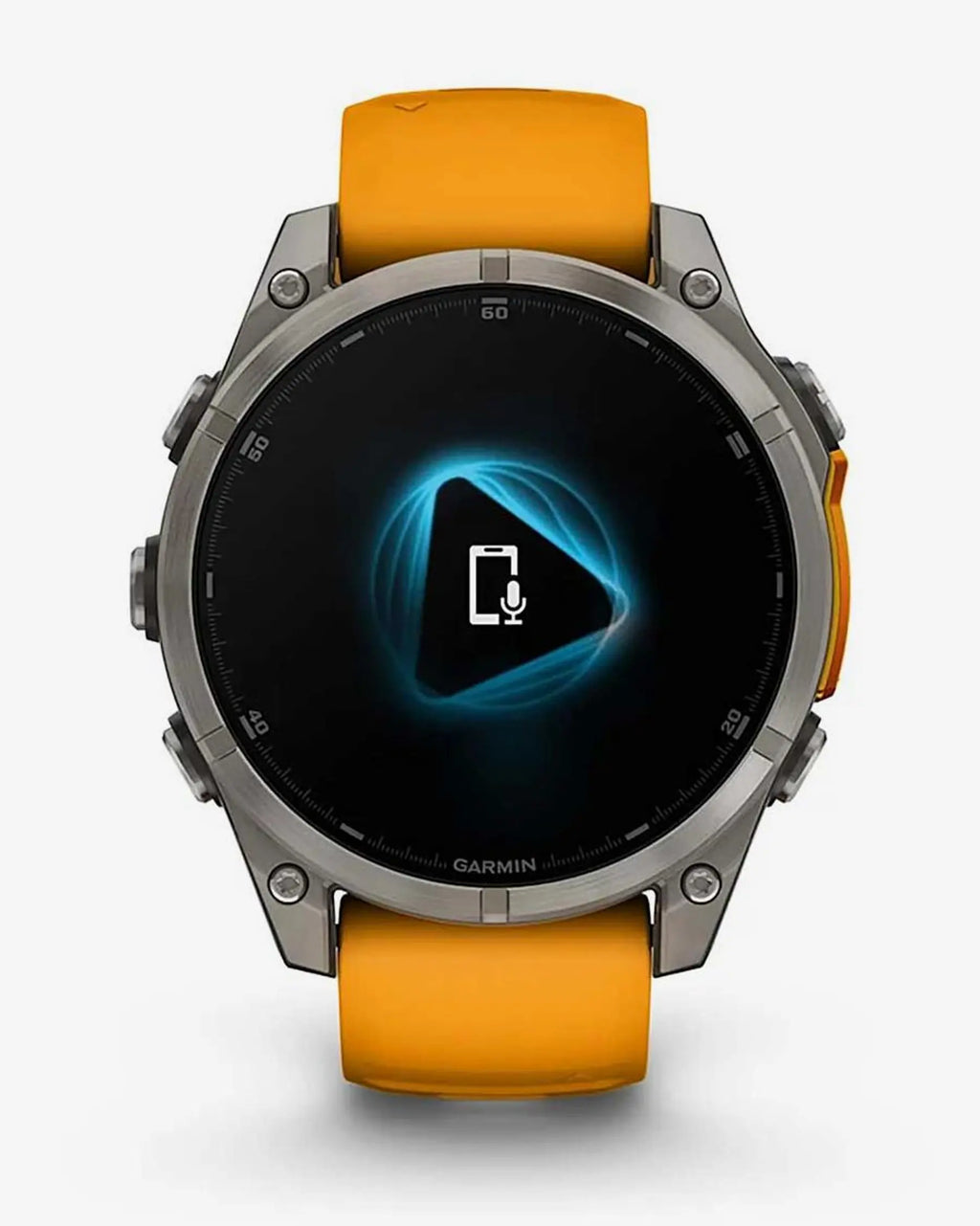 Garmin Fenix 8 AMOLED Zafiro 47 mm Titanio plateado correa naranja