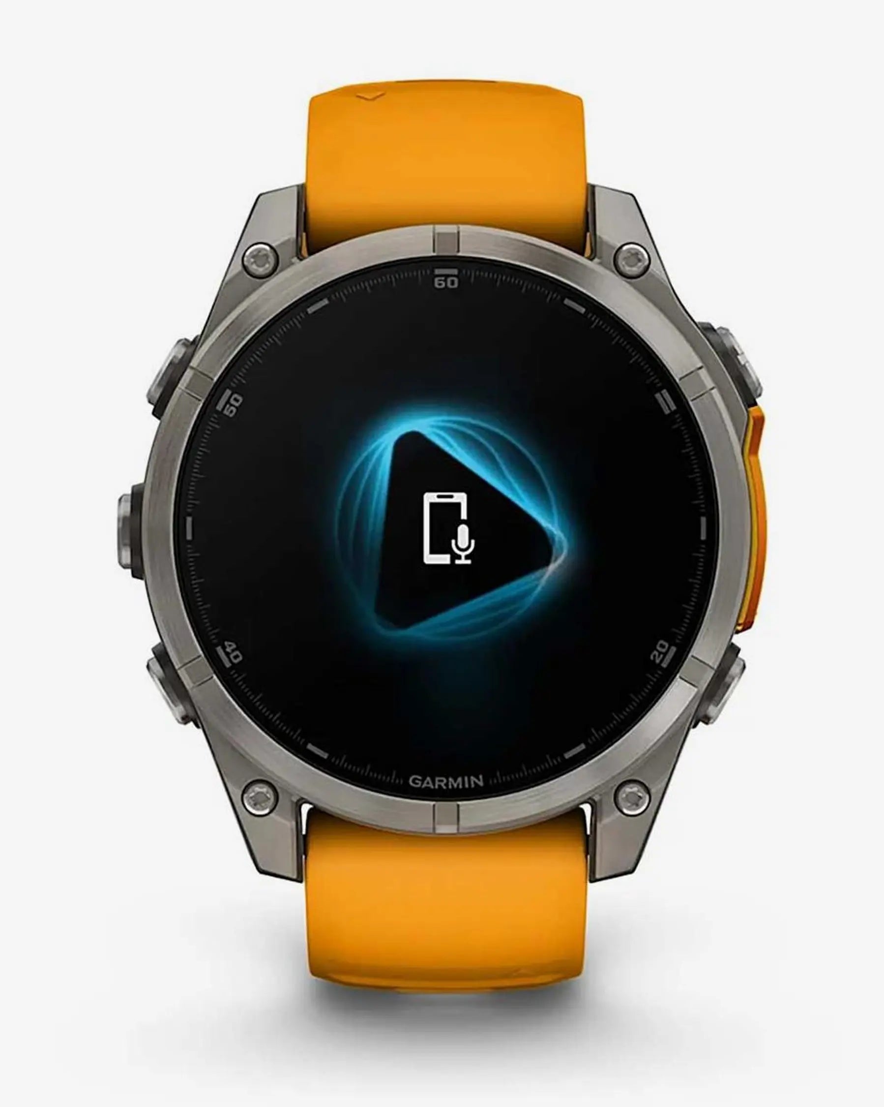 Garmin Fenix 8 AMOLED Zafiro 47 mm Titanio plateado correa naranja