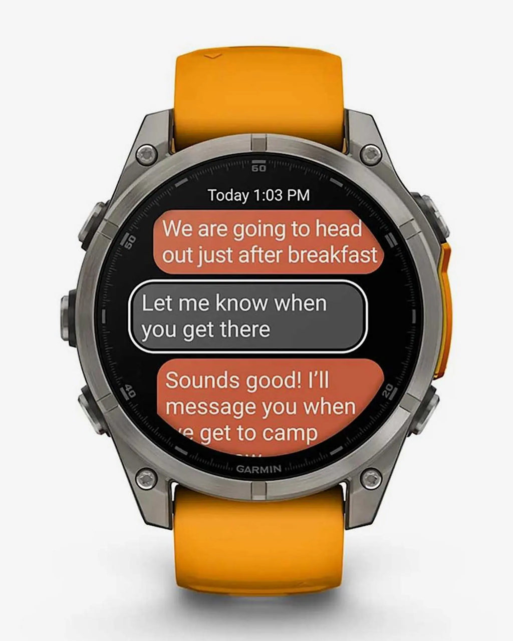 Garmin Fenix 8 AMOLED Zafiro 47 mm Titanio plateado correa naranja