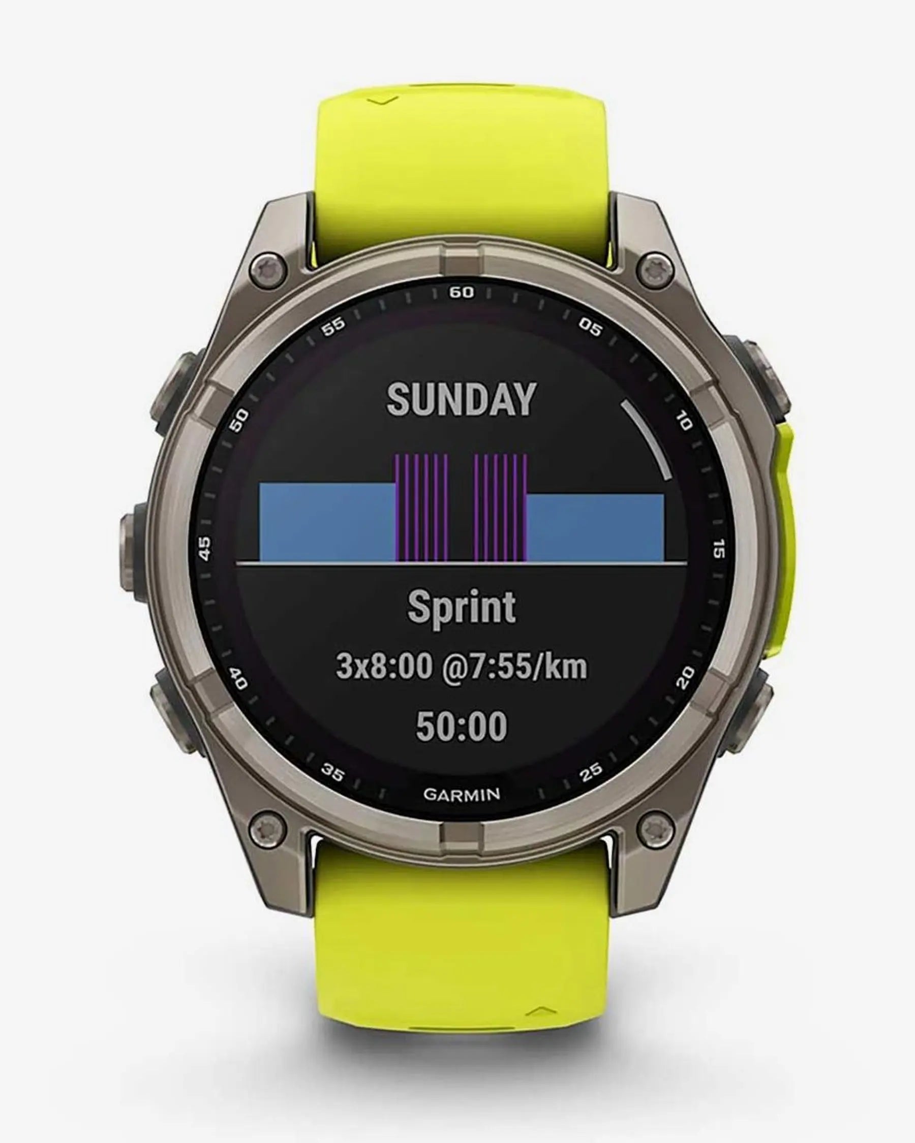 Garmin Fenix 8 Zafiro Solar 47 mm Titanio gris correa amarillo