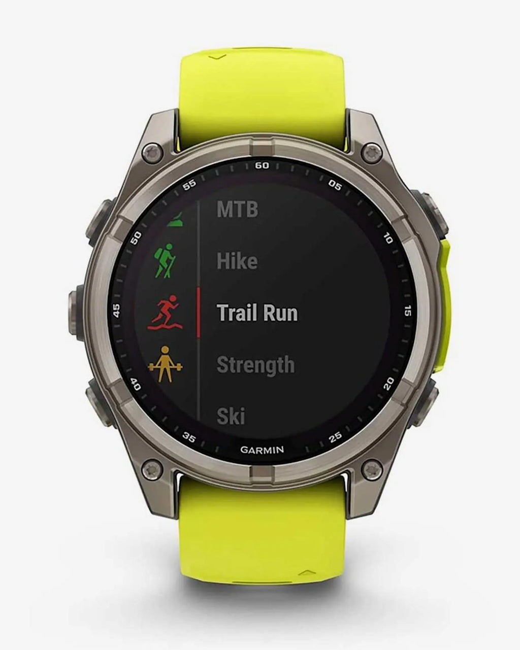 Garmin Fenix 8 Zafiro Solar 47 mm Titanio gris correa amarillo