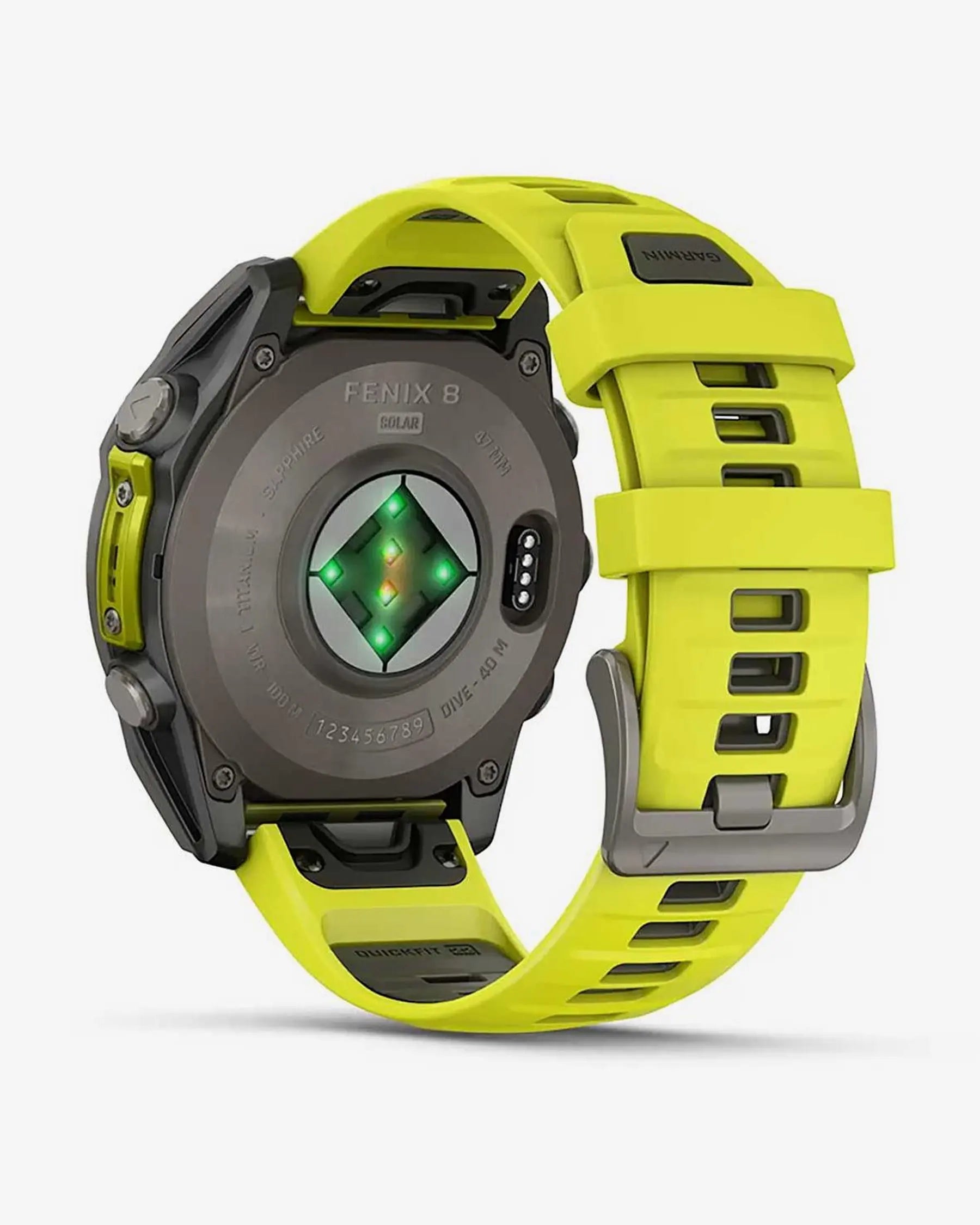 Garmin Fenix 8 Zafiro Solar 47 mm Titanio gris correa amarillo