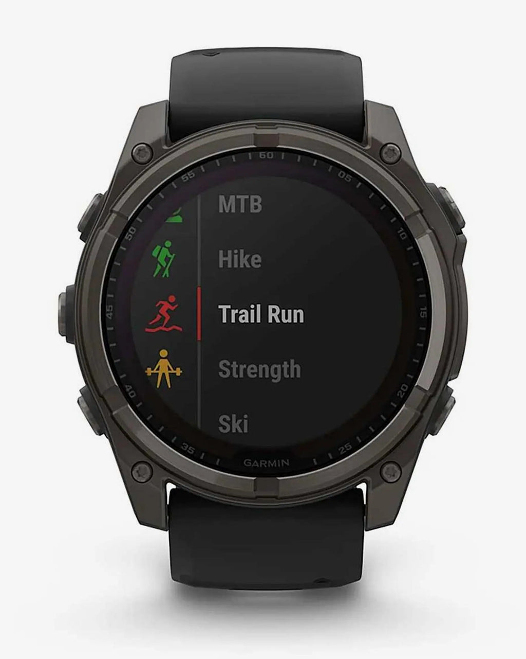 Garmin Fenix 8 Zafiro Solar 51 mm Titanio gris carbón correa negro
