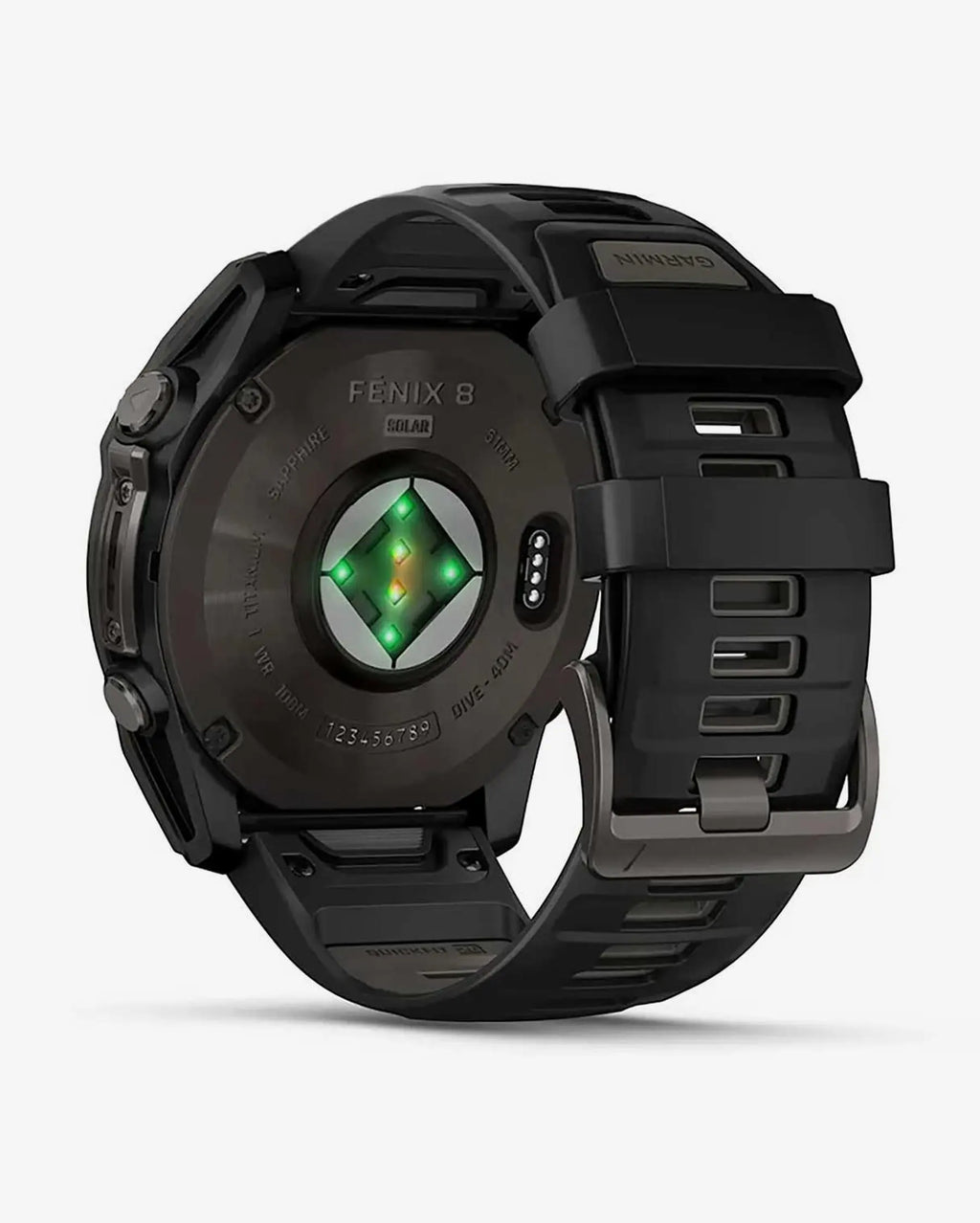 Garmin Fenix 8 Zafiro Solar 51 mm Titanio gris carbón correa negro