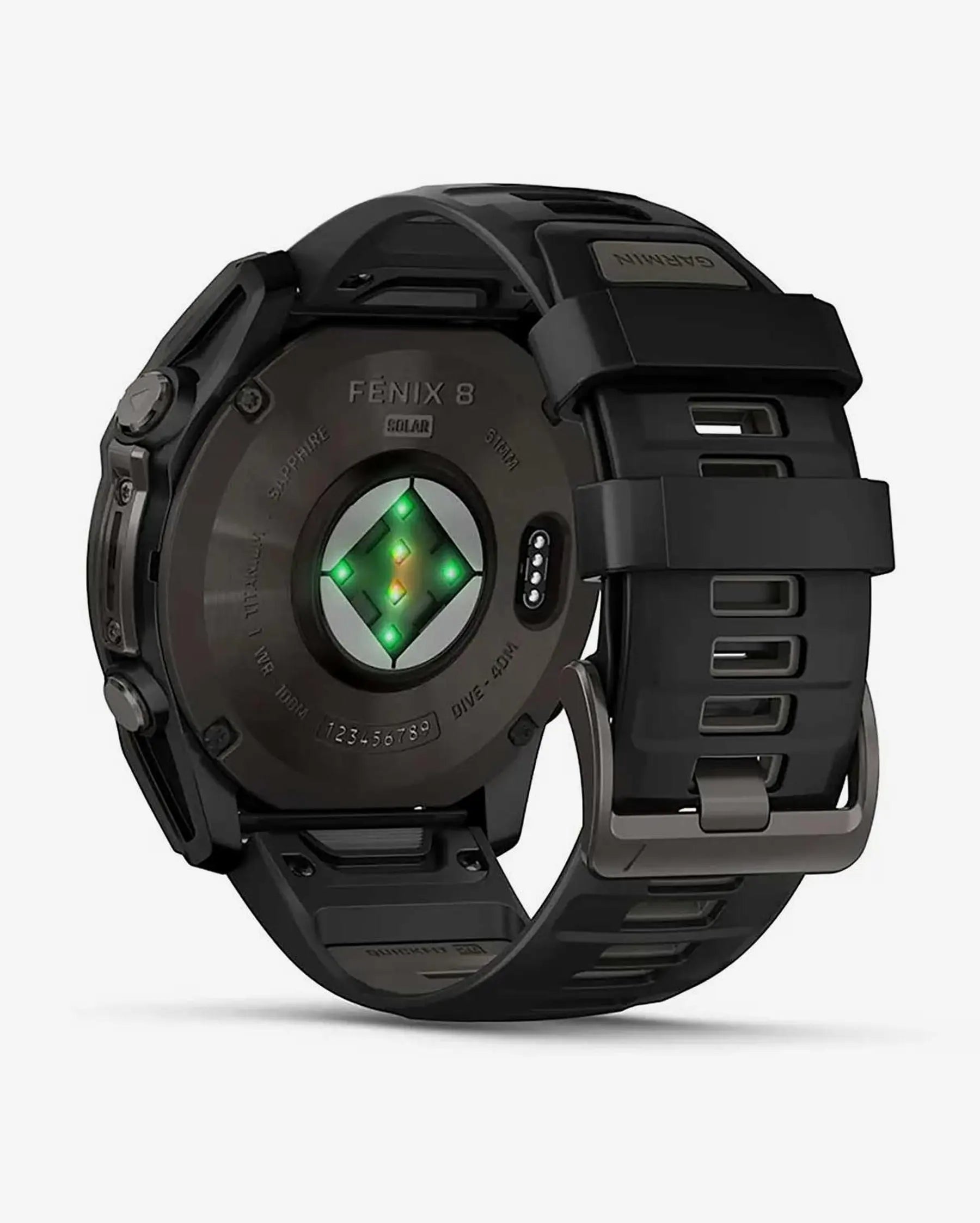 Garmin Fenix 8 Zafiro Solar 51 mm Titanio gris carbón correa negro