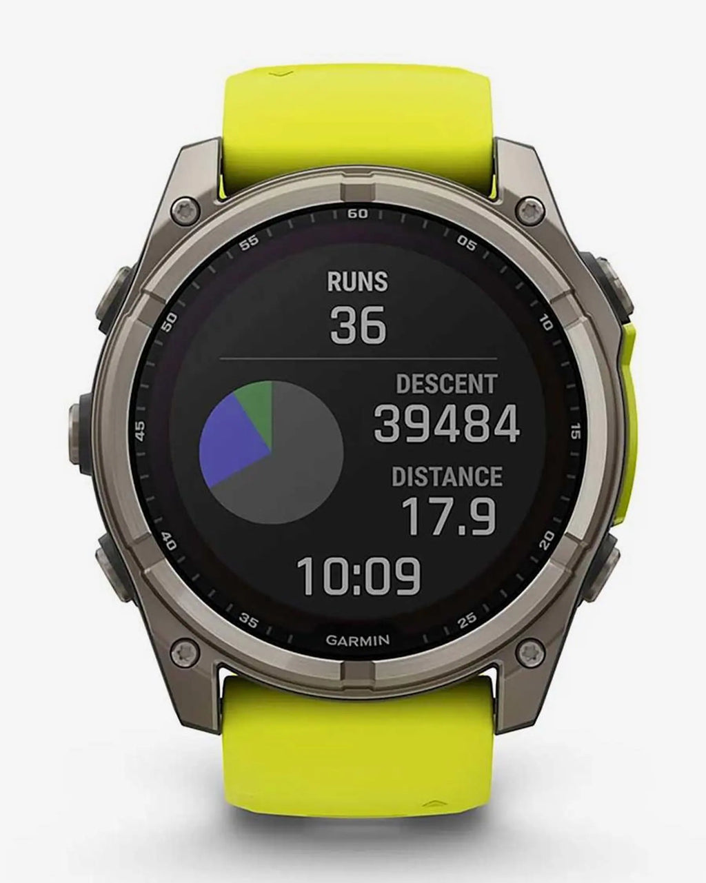 Garmin Fenix 8 Zafiro Solar 51 mm Titanio gris correa amarillo